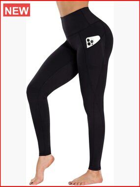 High Waist Yoga Pants with Pockets, Tummy Control Compression Leggings